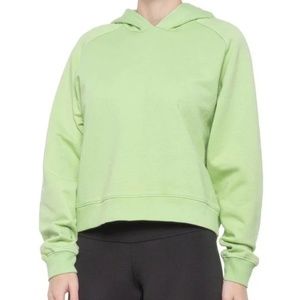 Outdoor Voices Cotton Terry Cropped Hoodie in Jade - Large